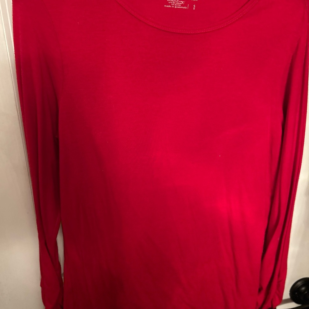 Coldwater Creek Red Fitted Long Sleeve T-Shirt